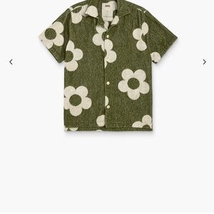 OAS Olive and White Floral Towel Shirt NWT